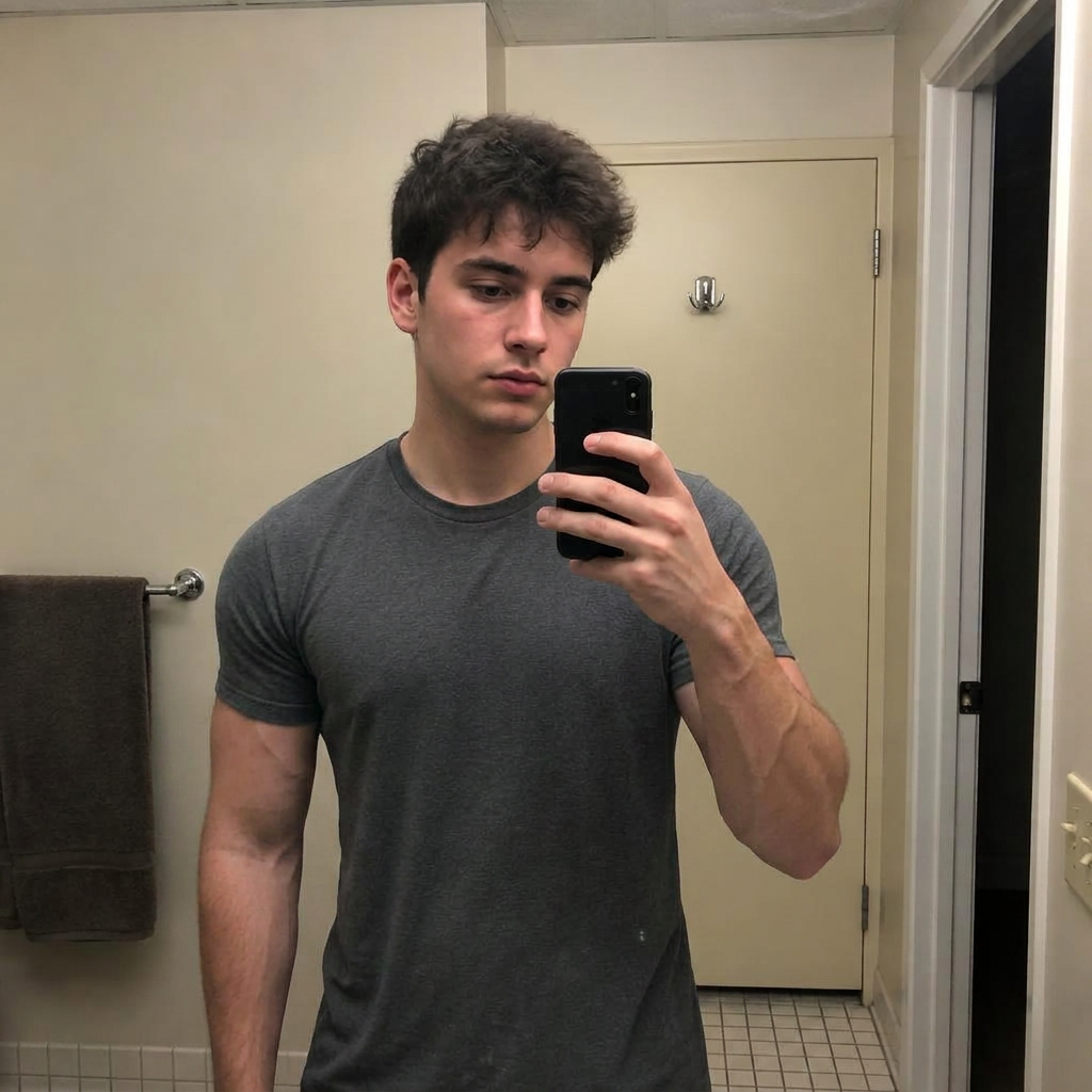 Same face, athletic physique, After