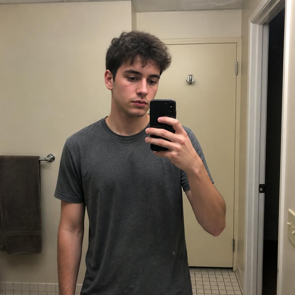 Same face, athletic physique, Before